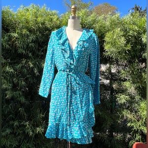 Veronica Beard dress, color blue with red and white flowers, size 8